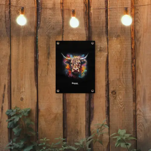 Schotse hooglander als graffiti art tuinposter los doek klein -sfeer1