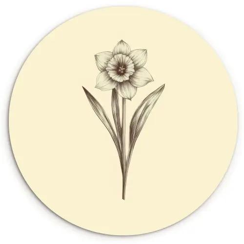 Zwart - Narcis - Illustratie Wandcirkel plexiglas klein -3d