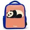Panda - Slapen - Oranje Kinderrugzak - Blauw middel -3d