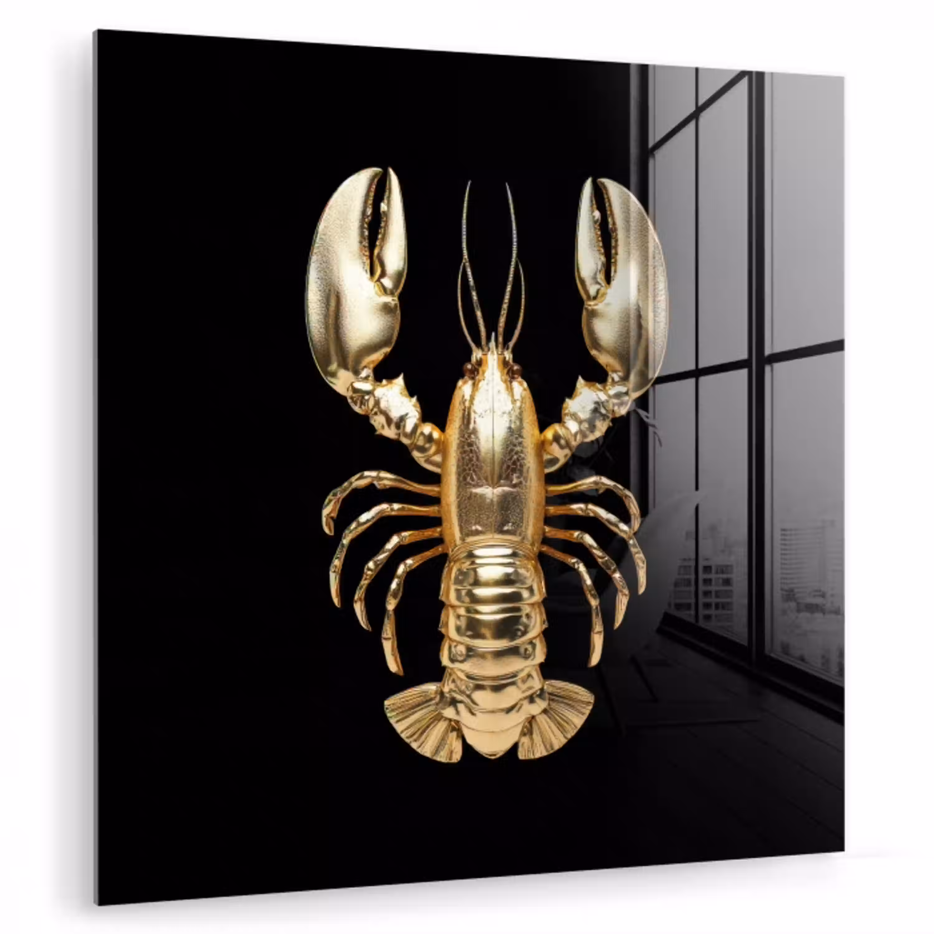 Kreeft - Goud - Textuur - Zwart plexiglas 5mm klein -zzzproduct_nieuw