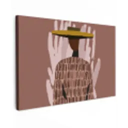 Abstract - Figuur - Illustratie - Hoed Tuinposter op houten frame 2 cm dik klein -3d