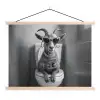Geit - Telefoon - Toilet - Zwart - Wit textielposter latten blank klein -3d