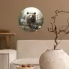 Bruine beer - Wilde dieren - Bloemen - Planten Wandcirkel behangsticker klein -sfeer1