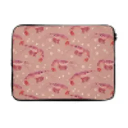 Garnalen - Stippen - Roze laptophoes neopreen klein 279 -3d