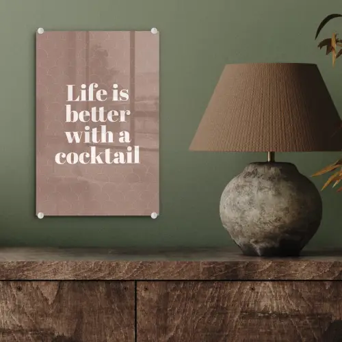 Cocktail - Tekst - Patroon - Wit plexiglas 5mm klein -sfeer3