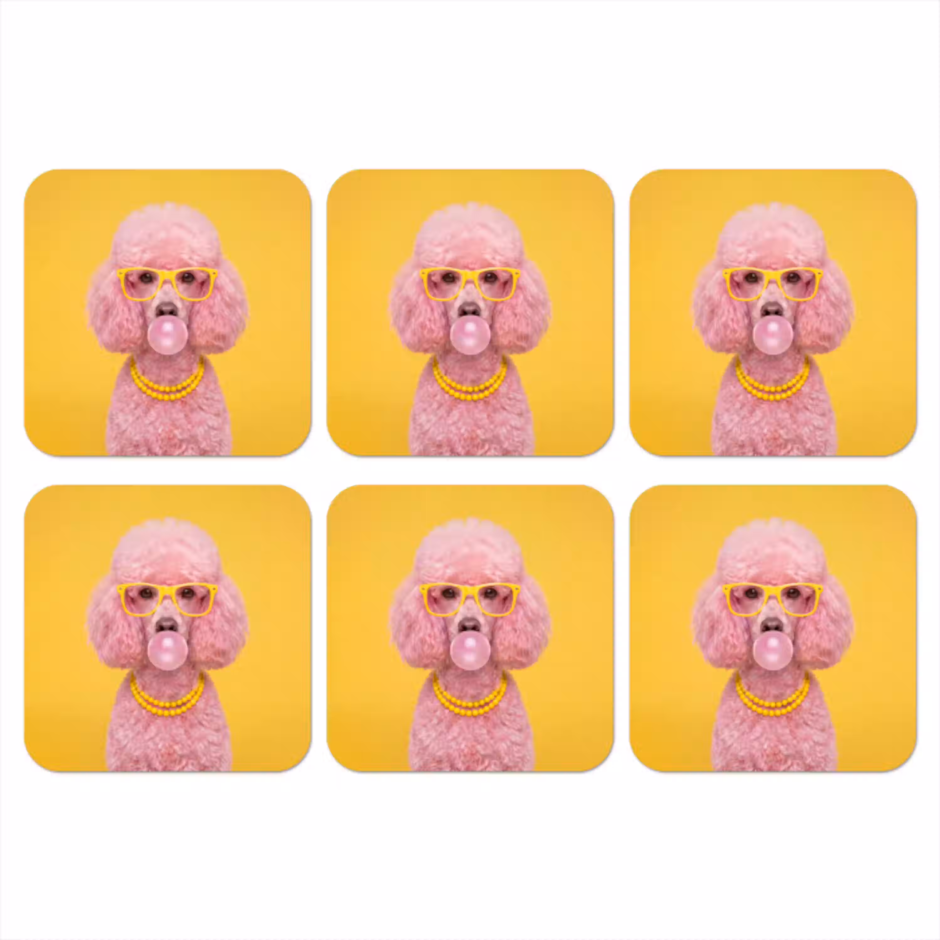 Hond - Kauwgum - Dieren - Modern - Roze onderzetter kurk middel -3d