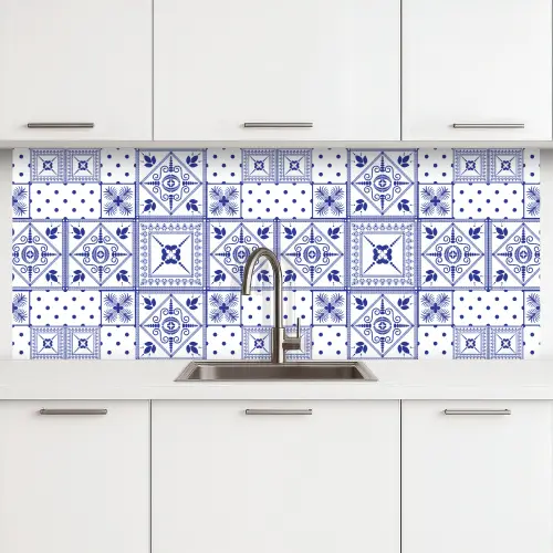 Tegels - Patronen - Delfts Blauw keuken achterwand 2 middel 871 -3d