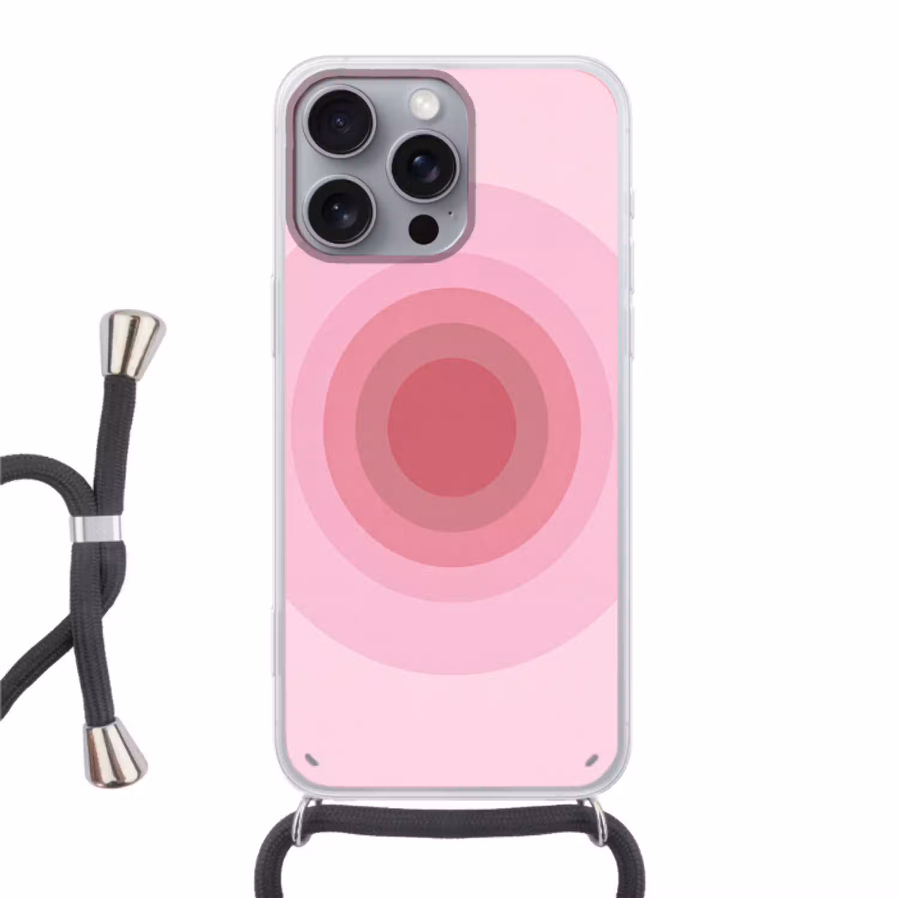 Patroon - Cirkels - Abstract - Roze - Modern Hoesje iPhone 16 Pro Max met koord klein -3d