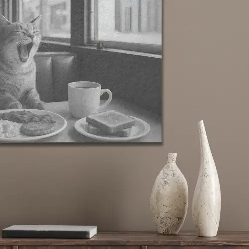 Kat - Koffie - Brood - Zwart PET vilt klein -sfeer6_closeup
