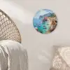 Kustdorp - Schilderij - Rotsen - Boten Wandcirkel kunststof plaat 5mm dik klein -sfeer5