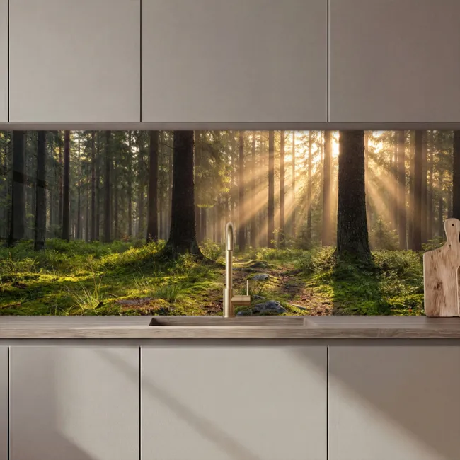 Küchenrückwand - Wald - Sonnenlicht - Gras