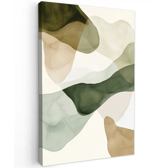 Japandi - Abstract - Groen Tuinposter op houten frame 2 cm dik klein -3d