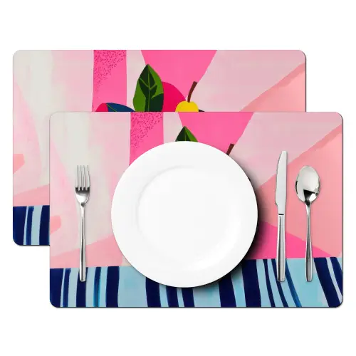 Fruit - Abstracte achtergrond - Roze Placemat vinyl groot -zzsfeer2_Kitchenyeah-website