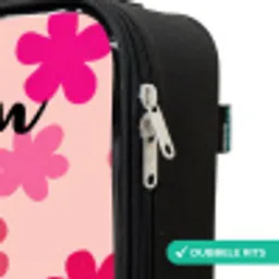 Bloemen - Patroon - Roze Kinderkoffer - Zwart klein -rits_NL