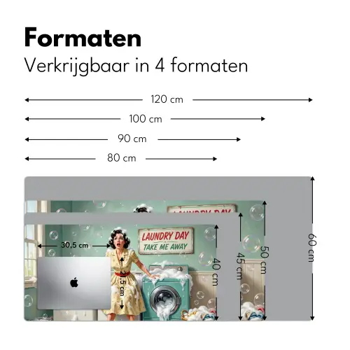 Retro - Blauw - Vrouw Muismat XXL klein -sfeer5