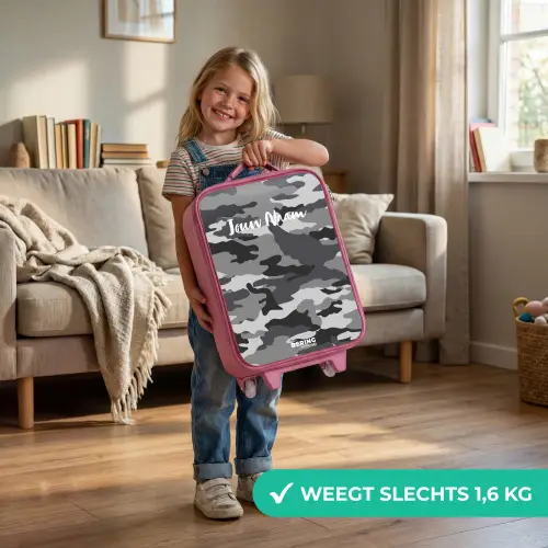 Camogrijs Kinderkoffer - Roze klein -sfeer2_NL