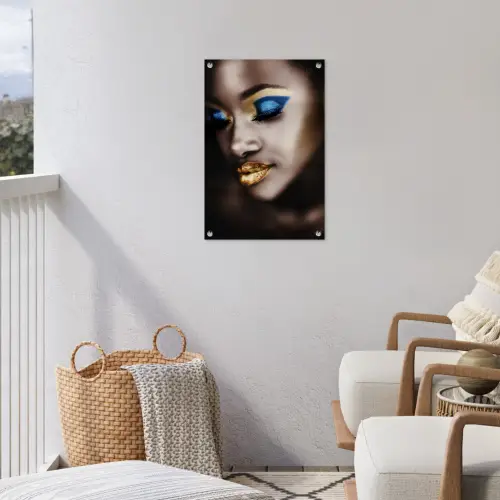 Black and Gold - Vrouw - Make up tuinposter los doek klein -sfeer8
