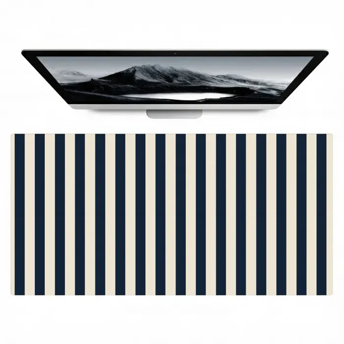 Verticale strepen - Blauw - Crème Muismat XXL klein 681 -zzz3d