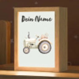 Vintage - Tractor - Pastel - Blauw Light Box met kabel (Kinderlampje) klein -zzz_3d_website