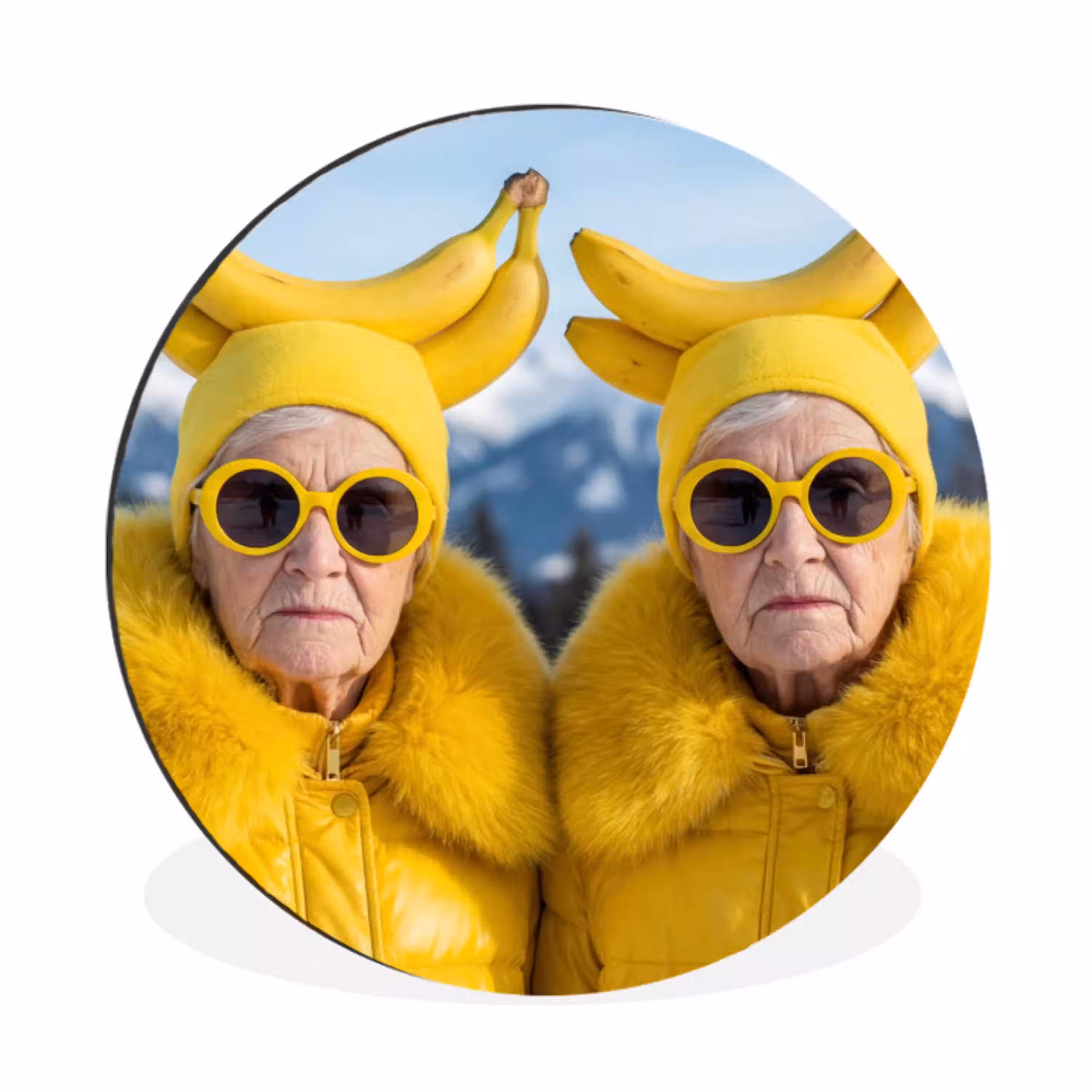 Vrouwen - Bananen - Geel Wandcirkel aluminium klein -3d