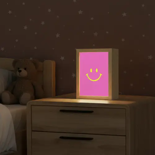 Smiley - Vrolijk - Roze Light Box met kabel (Kinderlampje) klein -sfeer1_kind