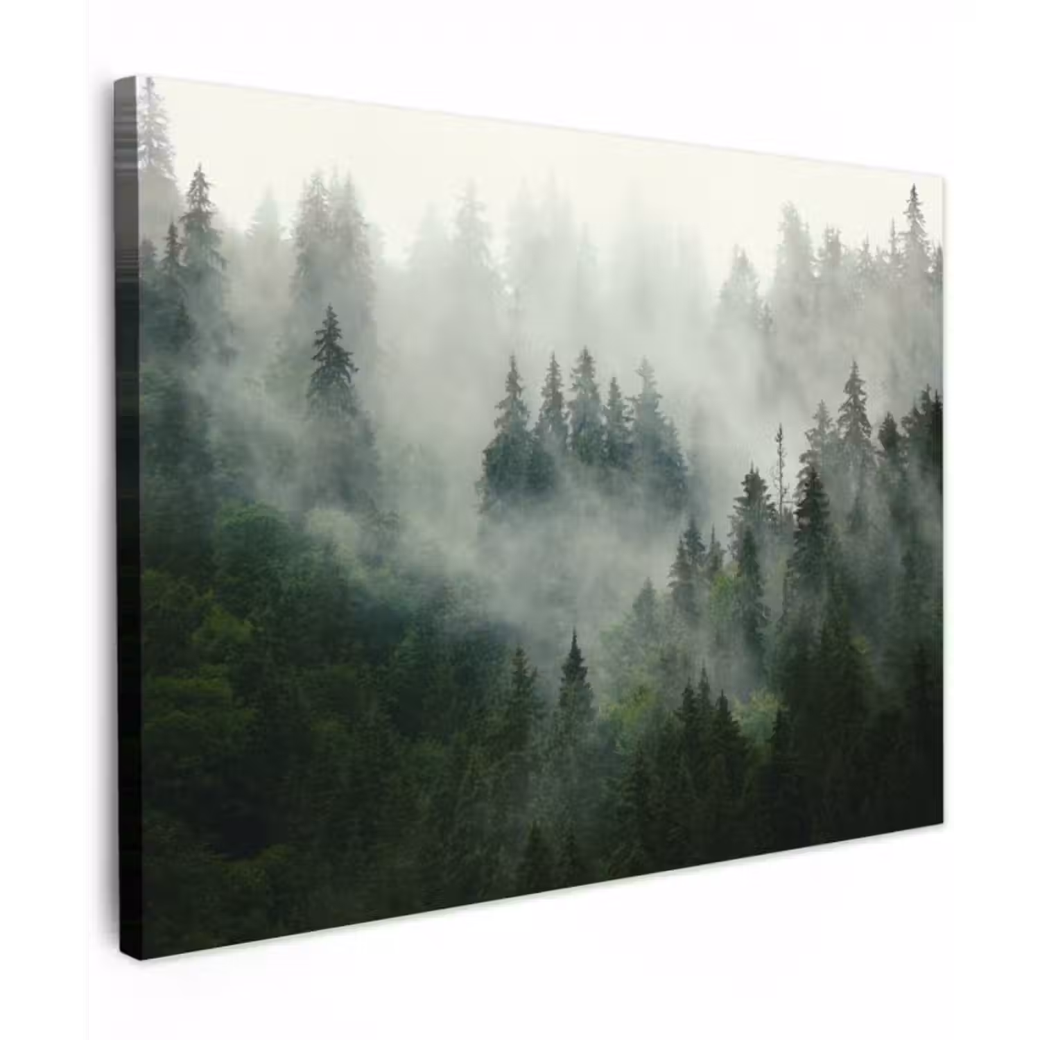 Canvas schilderij - Bos - Mist - Bomen - Natuur