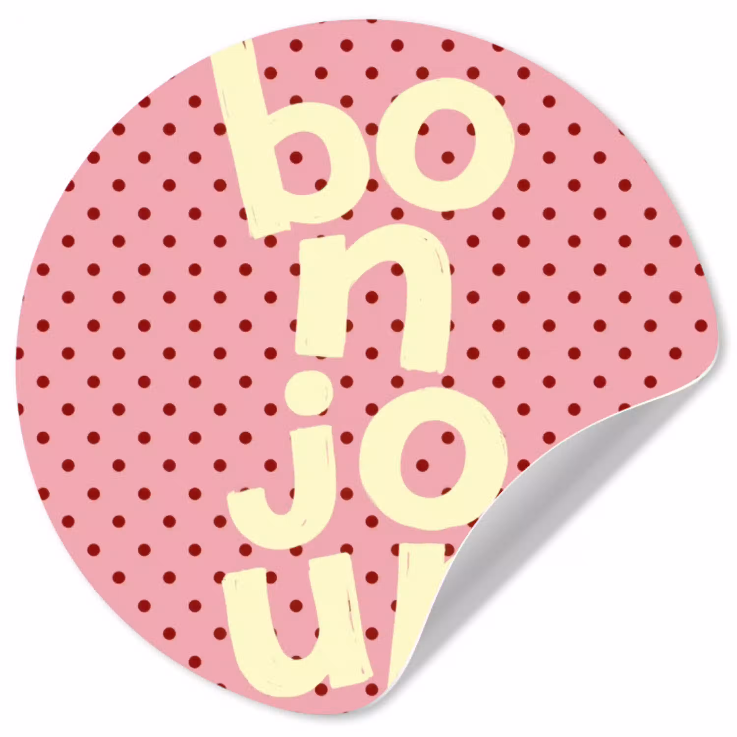 Bonjour - Stippen - Roze- Geel Wandcirkel behangsticker klein -3d