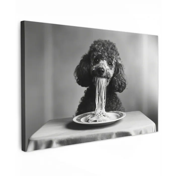 Poedel - Hond - Zwart - Wit - Schattig - Pasta canvas 2cm klein -z3d