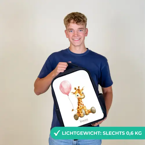 Giraffe met roze ballon Rugzak - Zwart middel -sfeer7_NL