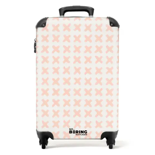Koraalkruisjes op gebroken wit NBS - Handbagage koffer - Volwassenen Unisex middel -productfoto_recht