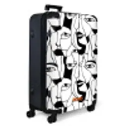 Lijnen - Gezichten - Zwart - Wit NBS - Large koffer - Volwassenen Unisex groot -product1