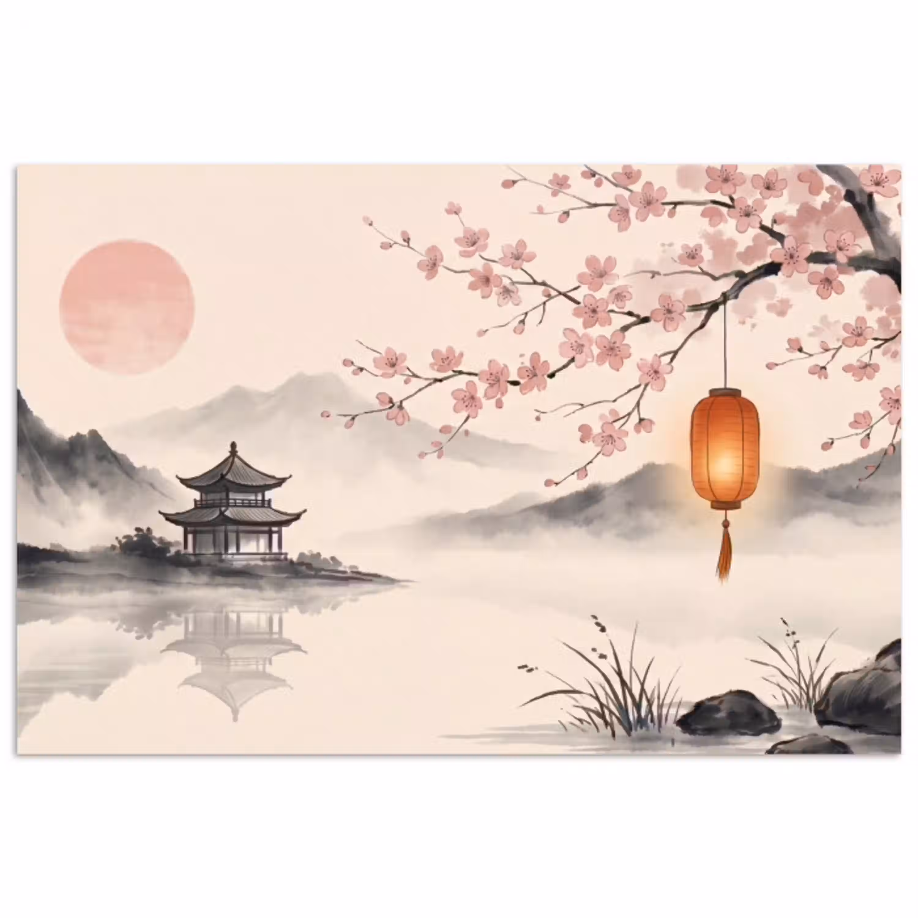 Zon - Japans - Traditioneel poster papier klein -3d