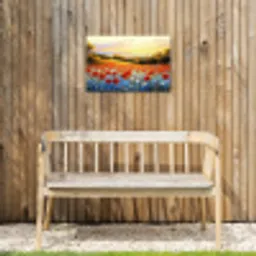 Klaproos - Bloemenveld - Kleurrijk Tuinposter op houten frame 2 cm dik klein -sfeer4