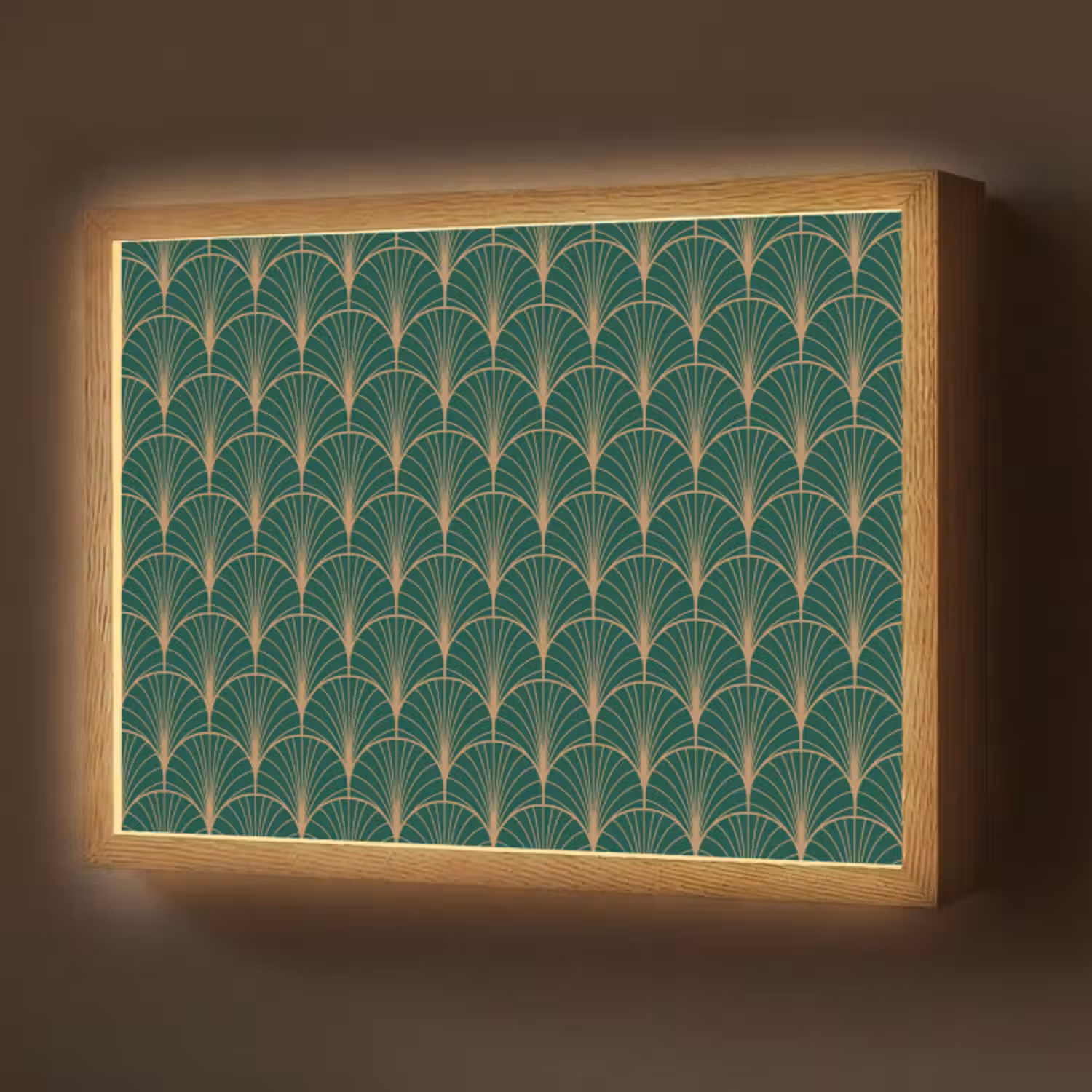 Lightbox - Wandlamp - Patroon - Groen - Goud - Symmetrisch