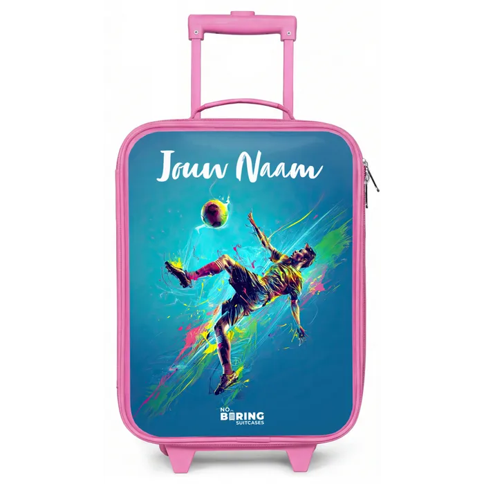 Neon - Voetbal - Schop - Kleurrijk Kinderkoffer - Roze klein -zz3dotto