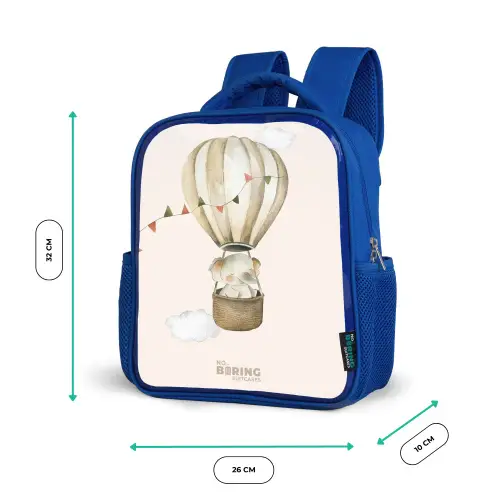Olifant in een luchtballon Kinderrugzak - Blauw middel -productfoto_formaten