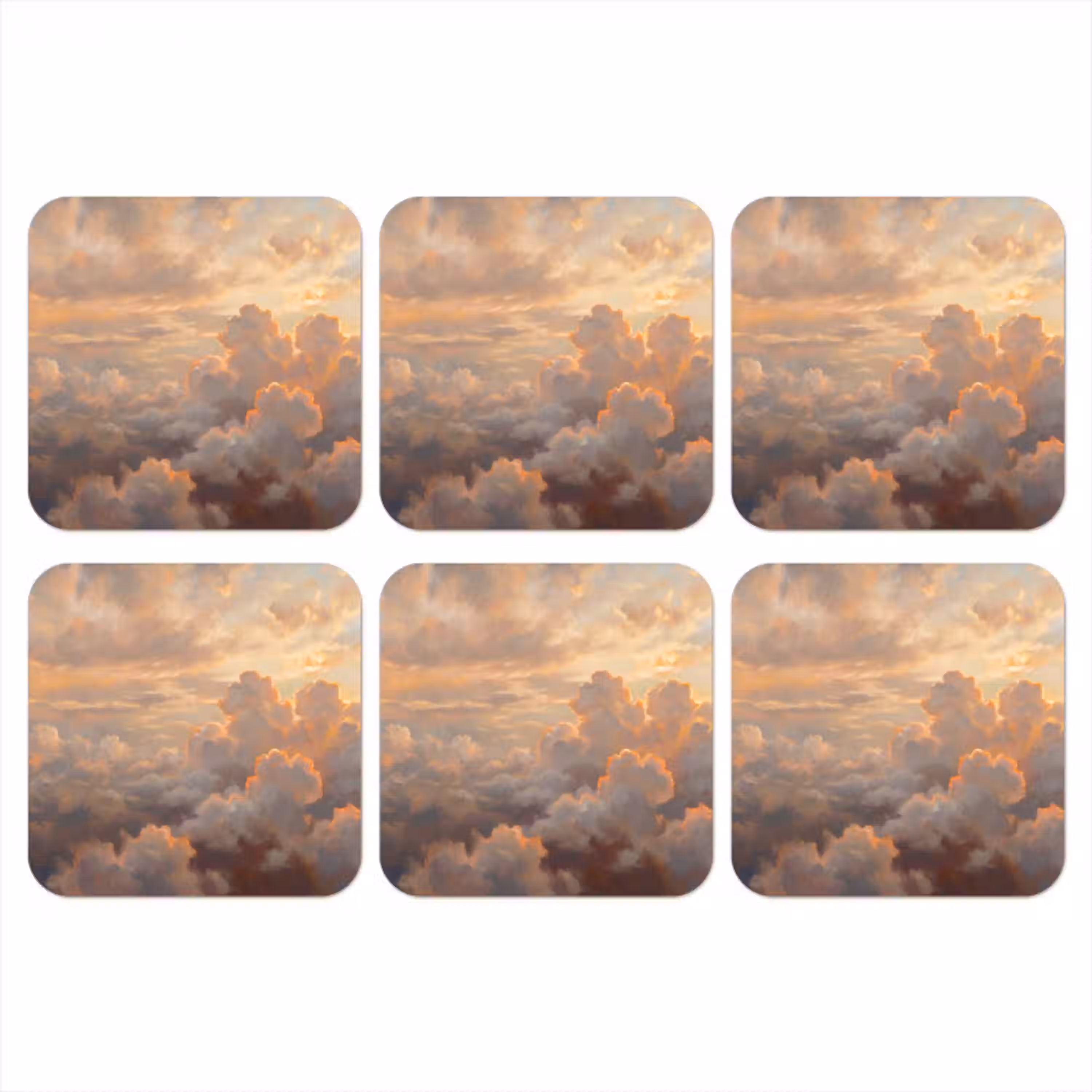 Wolken - Zonsondergang - Natuur - Abstract - Goud onderzetter kurk middel -3d