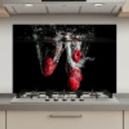 Frambozen - Fruit - Stilleven - Water - Zwart - Rood keuken achterwand spatscherm klein -3d_website