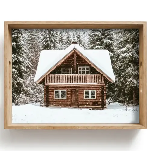 Huis - Bos - Winter - Natuur - Sneeuw Dienblad Rechthoek middel -z3d_shopping