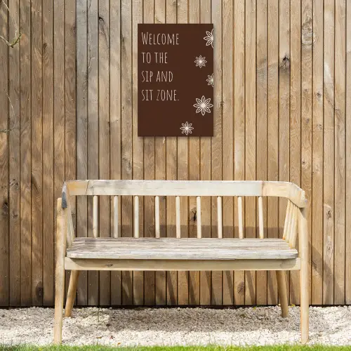 Bruin - Quote - Bloemen - Zomer Tuinposter op houten frame 2 cm dik klein -sfeer4