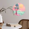 Palmbomen - Golven - Zee Wandcirkel behangsticker klein -sfeer3