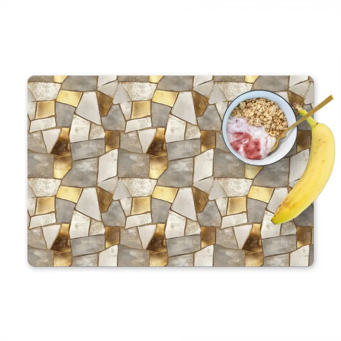 Mozaïek - Marmer - Goud Placemat vinyl groot 368 -zzzproduct_Kitchenyeah-website