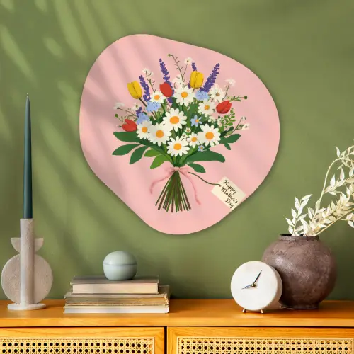 Bloemen - Lint - Kaartje Wandcirkel Organisch Plexiglas middel -sfeer2