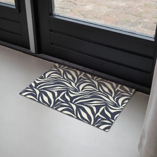 Bladvormen - Blauw - Patroon - Wit Deurmat klein 898 -sfeer2