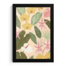 Patroon - Bloemen - Kleurrijk fotolijst zwart zonder passe partout klein -3d