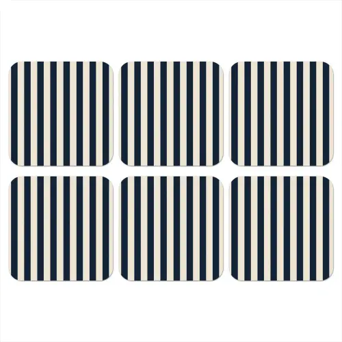 Verticale strepen - Blauw - Crème onderzetter kurk middel 366 -3d