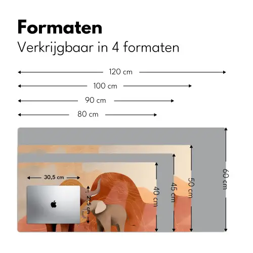 Olifanten - Oranje - Abstract Muismat XXL klein -sfeer5
