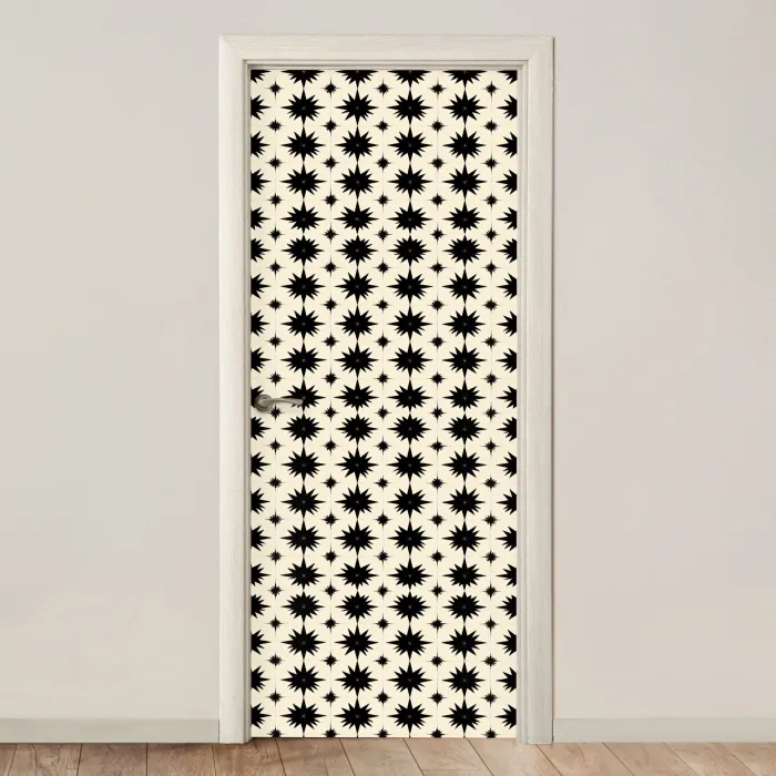 Stervormen - Geometrisch - Zwart deurposter klein 289 -3d_beige