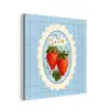 Aardbeien - Lijst - Rood - Geruit aluminium wit klein -3d