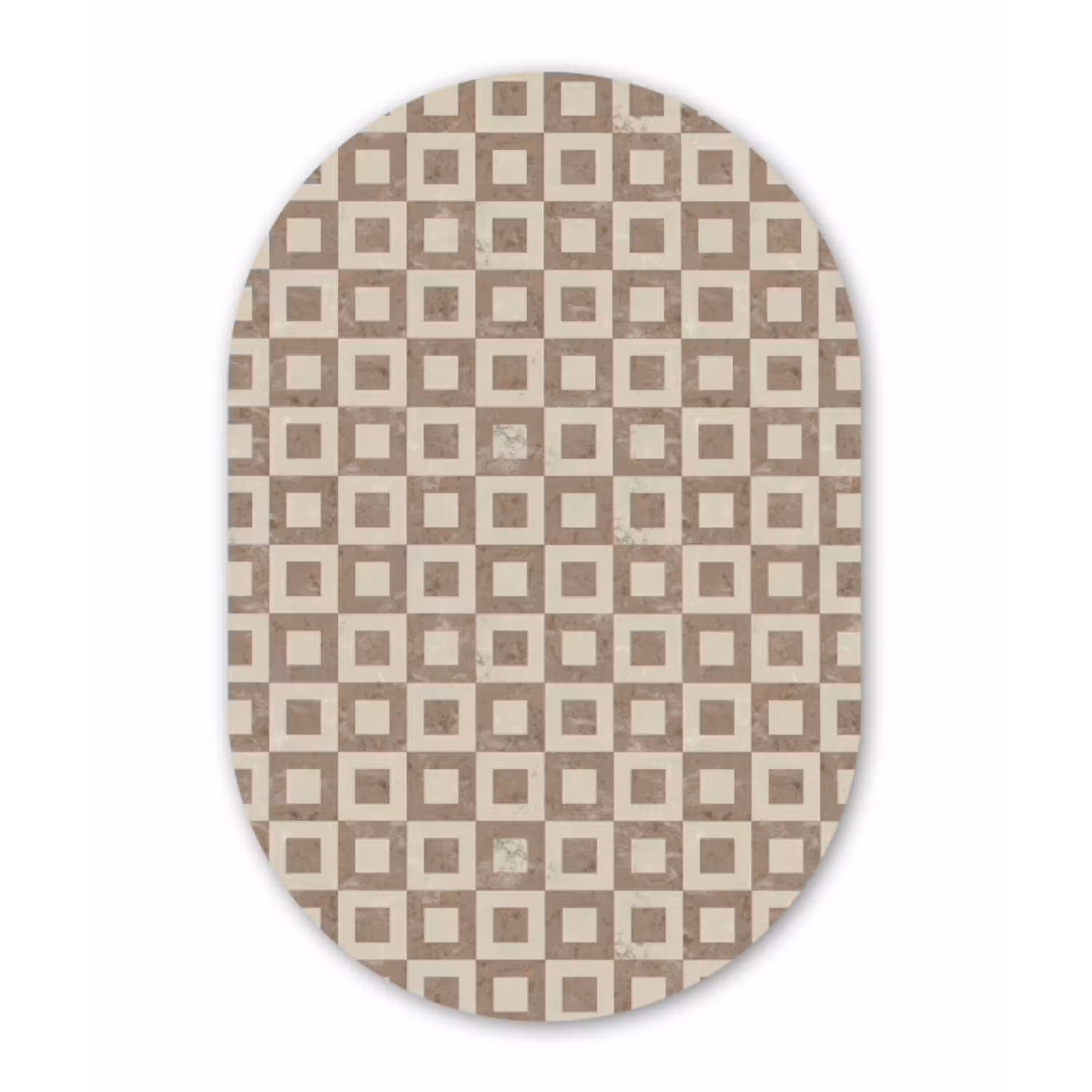 Patroon - Marmer - Beige Wandcirkel Ovaal Aluminium middel 839 -3d